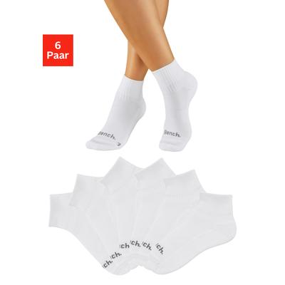 Kurzsocken BENCH. "Sportsocken Antiblasensocken für Damen Herren", Damen, Gr. 43-46, weiß (6x weiß), Baumwollmischung, unifarben, elastisch, Socken, doppellagig, beugt Blasen vor