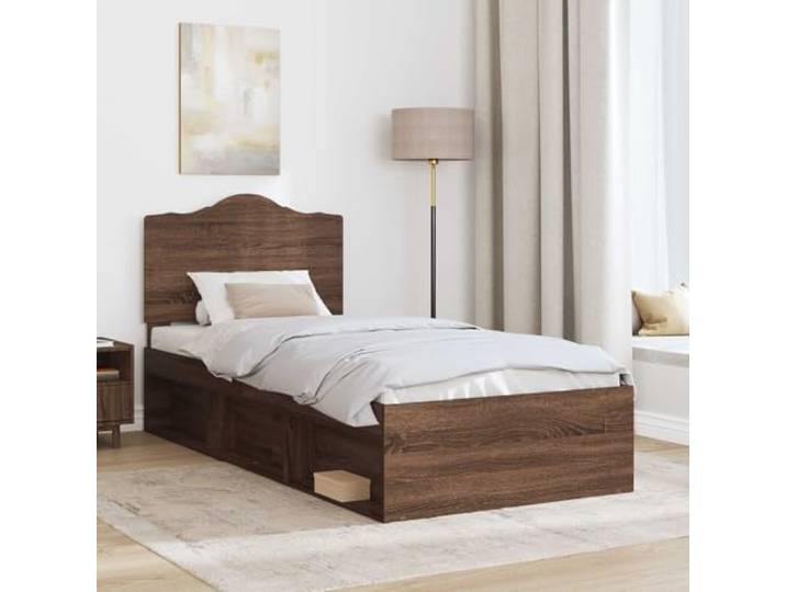 KTHLBRH Bettgestell Eiche Braun 100 x 200 cm Massives Kiefernholz, minimalistisches Design, moderne Linie, einfache Montage, zeitgenössisches Zimmer