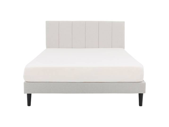 Lit double rembourré 140x190 avec sommier, gris clair