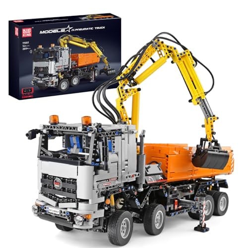 Mould King 19007 Technic Pneumatische Vrachtwagen Bouwset met Afstandsbediening en App, 2970 Delen