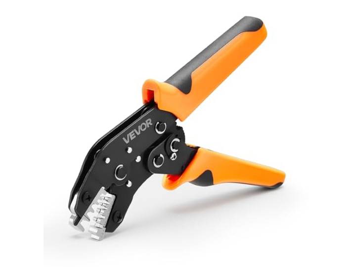 VEVOR Pince à Sertir 0\,25 à 4 mm²\, Pince à Cliquet pour Cosses de Câbles Électriques\, Pression Réglable pour Divers Types de Bornes\, Système de Déverrouillage Rapide\, Graduations Métriques et AWG
