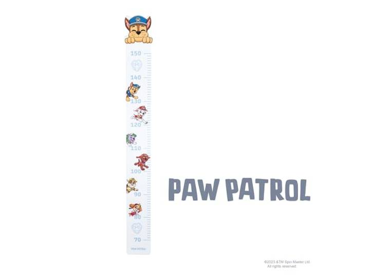 roba Messlatte für Kinder Paw Patrol - Skala von 70 cm bis 150 cm für Mädchen & Jungen - Kindermesslatte für Kinderzimmer - Holz weiß/blau…