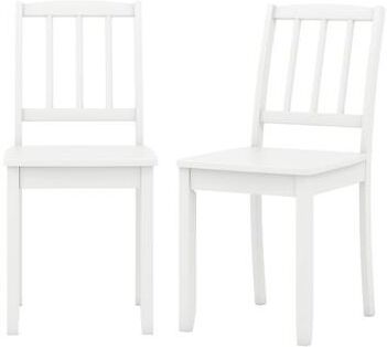 Costway Wood Dining Chair Set of 2 with Rubber Wood Legs-White