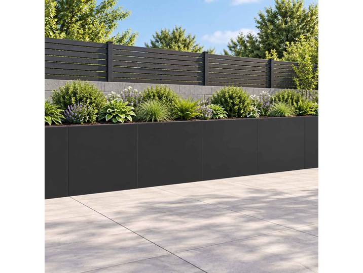vidaXL Stützmauer 4 Stk. 40 x 12 x 40 cm Stahl Schwarz