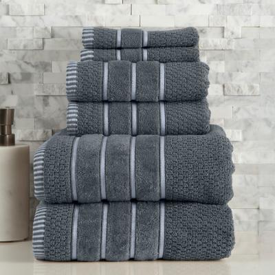 6-Piece Towel Set - Combed Cotton Rice Weave Bathroom Accessories by Windsor Home