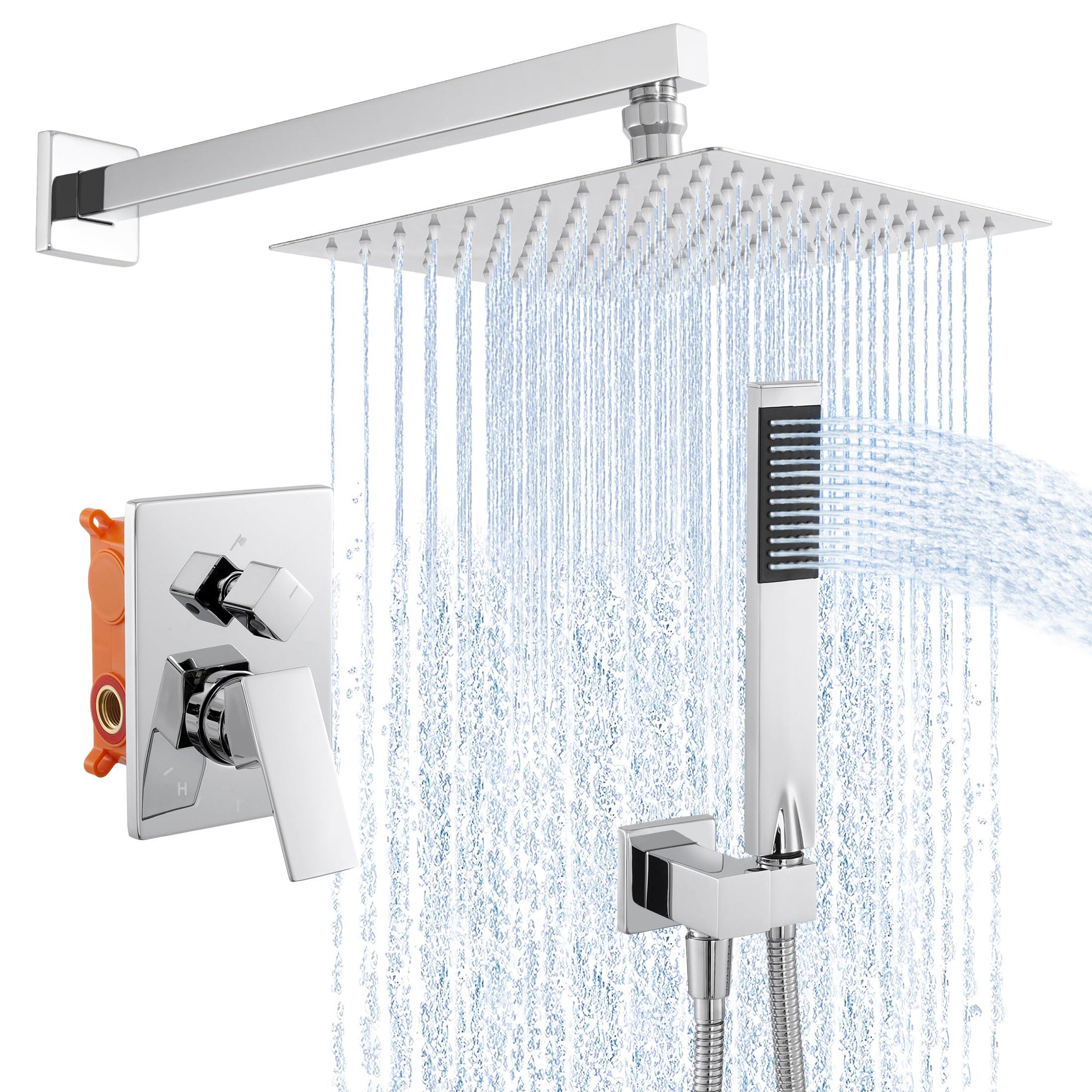 Duschsystem 10 Zoll Regenbrause + Handbrause, 3-Funktionen, Chrom