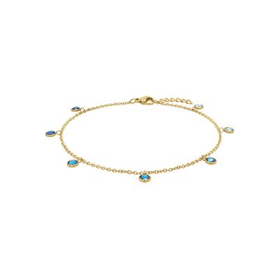 Fußkette AMOR "2036447", gold (gelbgoldfarben, blau, blau), Fußketten, Damen, Edelstahl, mit Zirkonia (synth.)