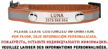 Inspire Picks Personalized Reflective Cat Collar With Free Engraving & Safety Buckle c brown 7 12 Inch