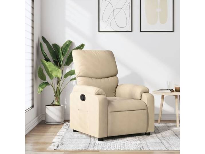 HEFZGDB Relaxsessel Creme Stoff mit manueller Liegefunktion und Verstellbarer Rückenlehne bis 135 Grad – Bequemer Sessel mit gepolsterter Sitzfläche, atmungsaktivem Stoffbezug,