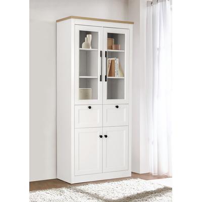 Standvitrine OTTO HOME "Rigny", weiß, B:79cm H:180cm T:39cm, Holzwerkstoff, Schränke, Standvitrine