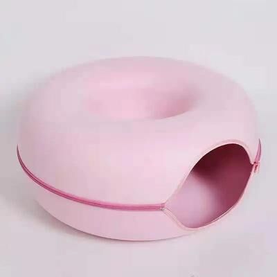 Uplift Essentials Donut Felt Cat Tunnel Bed & Cave pink s