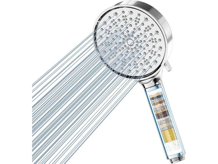Duschkopf mit Filter und 6 Strahlarten - Wassersparende Handbrause