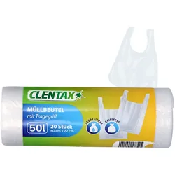CLENTAX Müllbeutel 50L mit Tragegriff 20 St