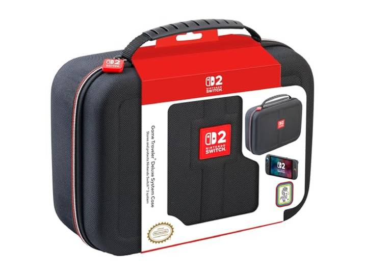 RDS - gelicentieerde Game Traveler systeembehuizing voor Nintendo Switch 2, Nintendo Switch, OLED & Nintendo Switch-systemen - houder voor AC-adapter, HDMI-kabel, Joy-Con Straps & speelkaarten
