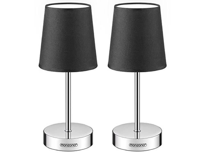 Monzana Set de 2 Lampe de table Anthracite avec abat-jour lampe de chevet interrupteur E14 pour chambre salon décoration
