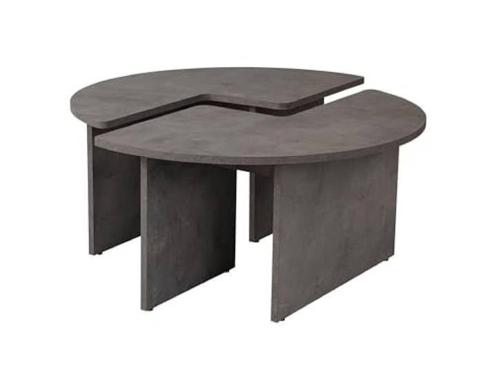 Hanah Home Stilvoller Couchtisch, Ø90 cm, Höhe: 41 cm 100% melaminbeschichtete Spanplatte, 18 mm dick Betongrau-Oberfläche, perfekt für Moderne Wohnräume