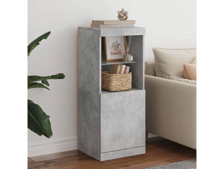 furnicato Sideboard mit LED-Beleuchtung 41x37x100 cm Betongrau (1 St), RGB-LED-Beleuchtung für Aufbewahrungsschrank mit USB-Anschluss