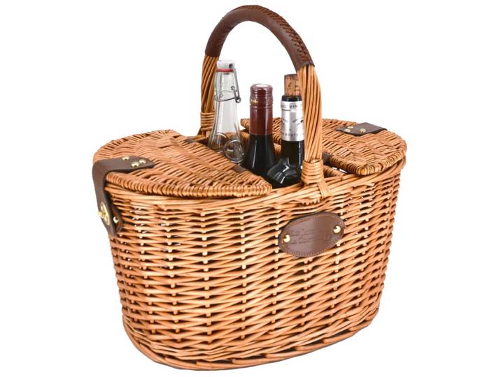 Panier porte-bouteilles en osier avec compartiments