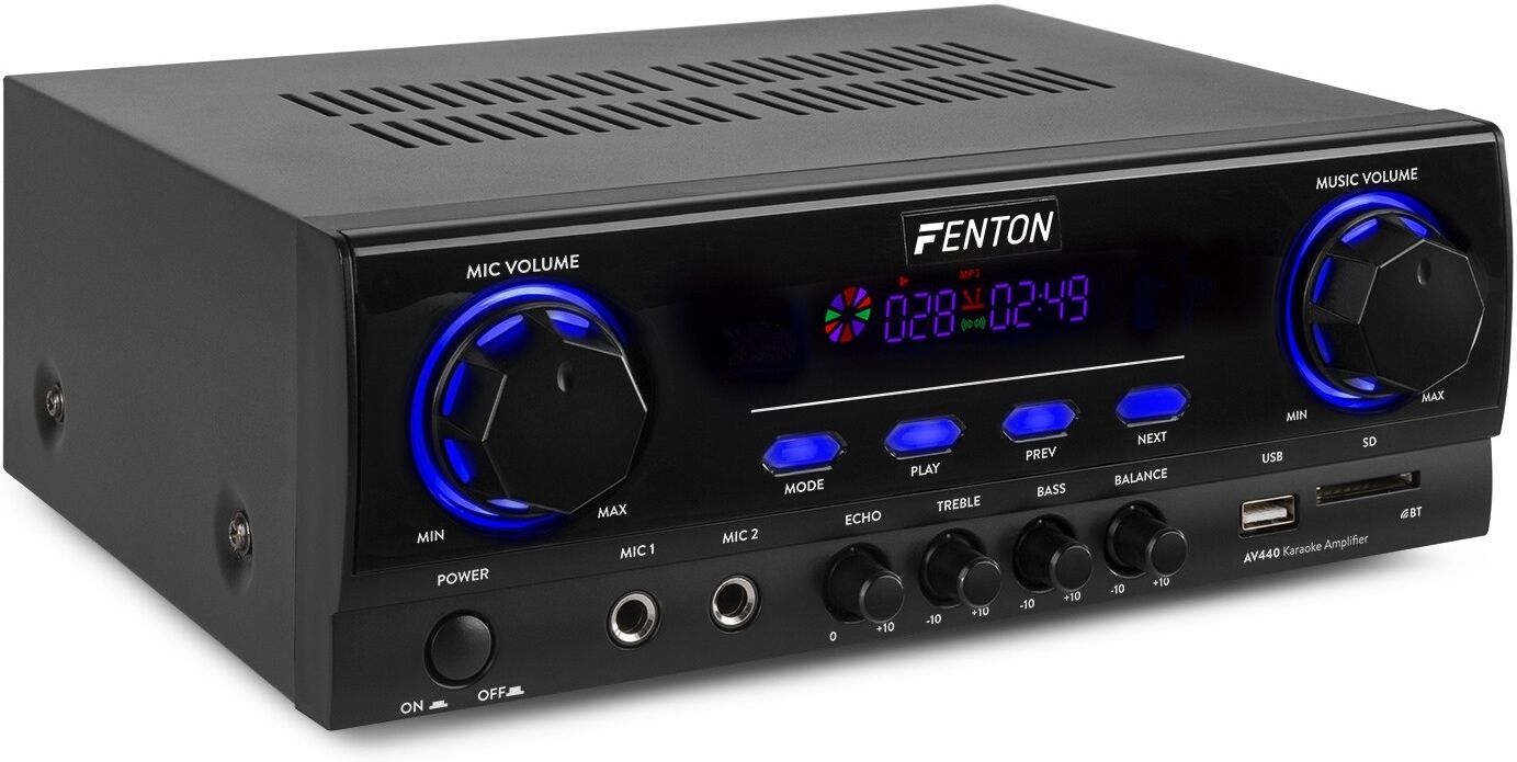 Amplificador de Karaoke Bluetooth MP3/USB/SD 2x 200W (AV440) - FENTON