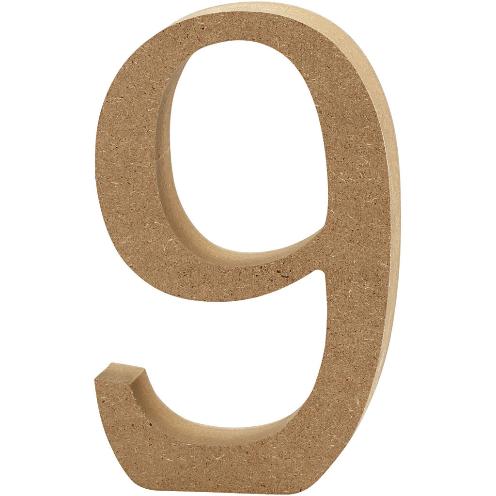 Creativ Company MDF Nummer 9, Hoogte: 13 cm, Dikte: 2 cm