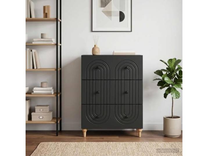GPWERSDF Schubladenschrank Schwarz 66 x 34,5 x 90 cm Holzwerkstoff Schlankes Design, mehrere Schubladen, glatte Oberfläche, pflegeleicht, vielseitig einsetzbar