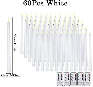Uplifted Finds Flameless LED Taper Candles   Battery Operated Flickering Faux Candles white 60 Pcs