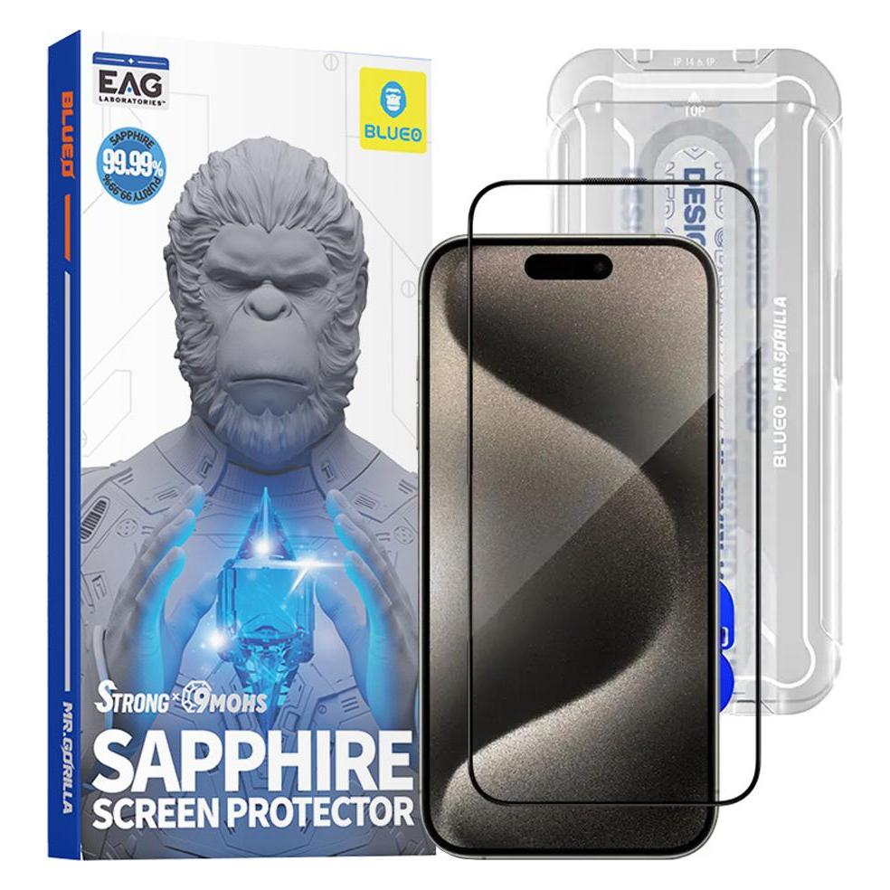 BlueO - Sapphire Screen Protector with Applicator Pro - iPhone 15 Pro Max - Black (Apple iPhone 15 Pro Max) (60436455)