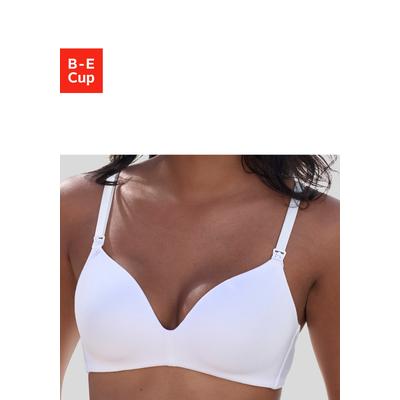 Still-BH LASCANA "BH ohne Bügel, Schalen-BH", Damen, Gr. 90, Cup B, weiß, Microtouch, Obermaterial: 68% Polyamid, 16% Elasthan, 16% Polyester, Basic, BHs Still-BH, mit leicht wattierter Schale & praktischen Still Clips
