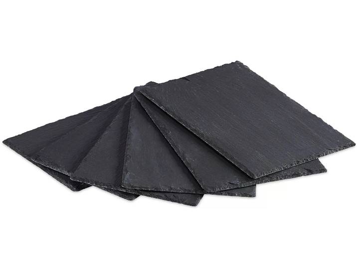 Servierplatte RELAXDAYS 6 Stück, Schwarz , schwarz, B:26cm H:0,8cm, Schiefer, Servierplatten, Servierplatte