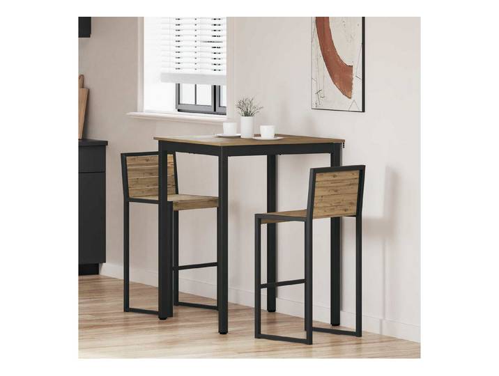 furnicato Esstisch Stehtisch 80 x 80 x 105 cm Schwarz (1-St), Stabiler Bartisch mit Metallgestell für deine Küche oder Wohnraum