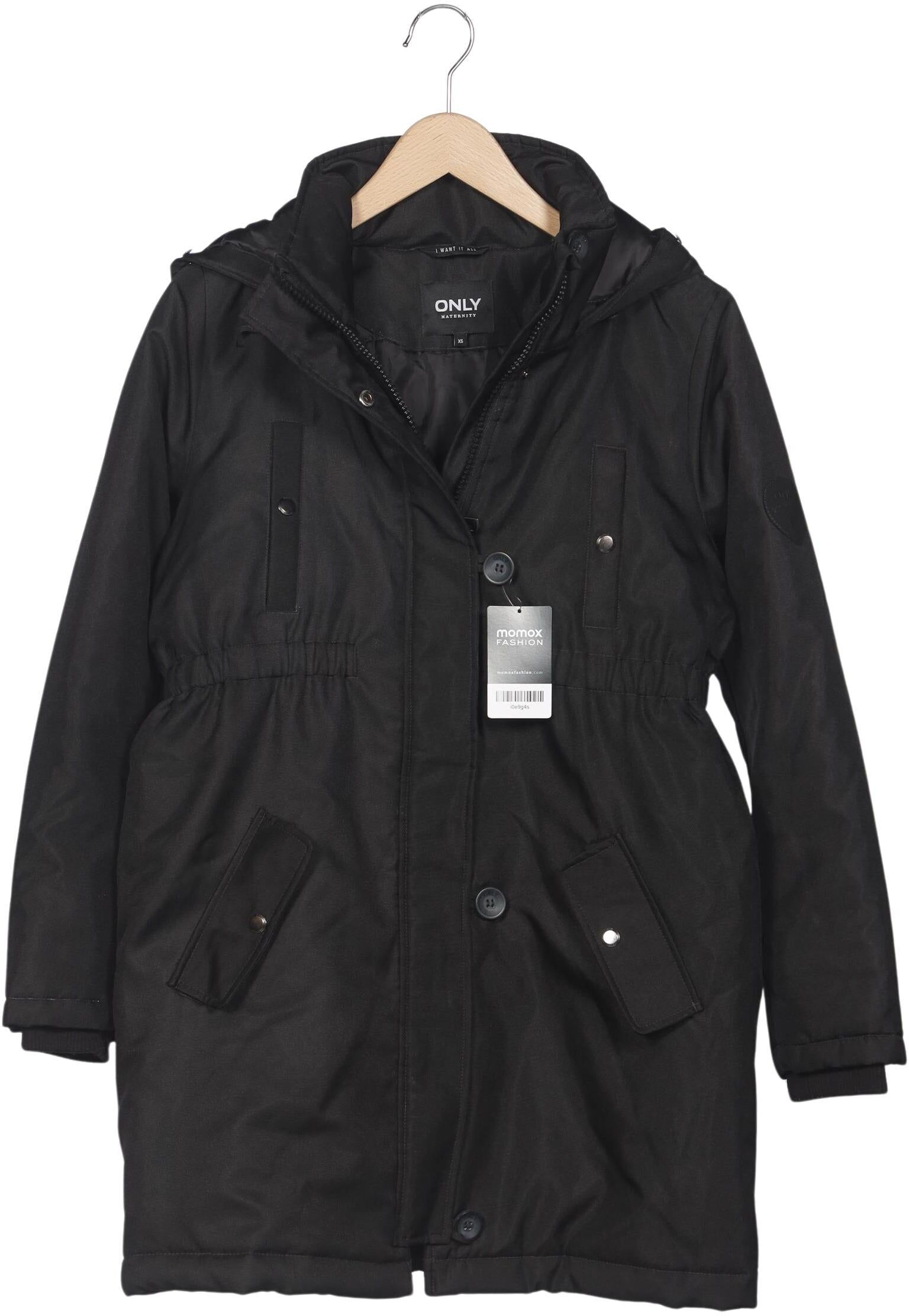 Only Maternity Damen Mantel, Schwarz, Gr. XS, Synthetik / Viskose - Second Hand