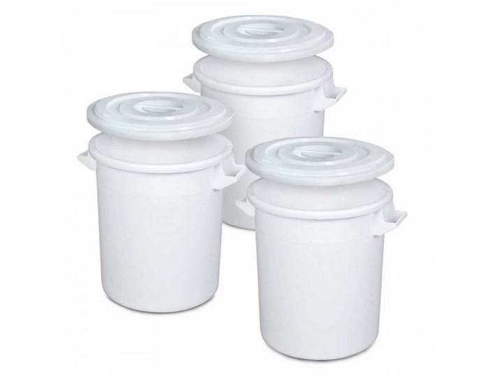 BRB-Lagertechnik Mülleimer 3x Kunststofftonne 50 Liter mit Deckel PE-HD, Für Industrie-, Nahrungs- und Genussmittelbereich und Baugewerbe