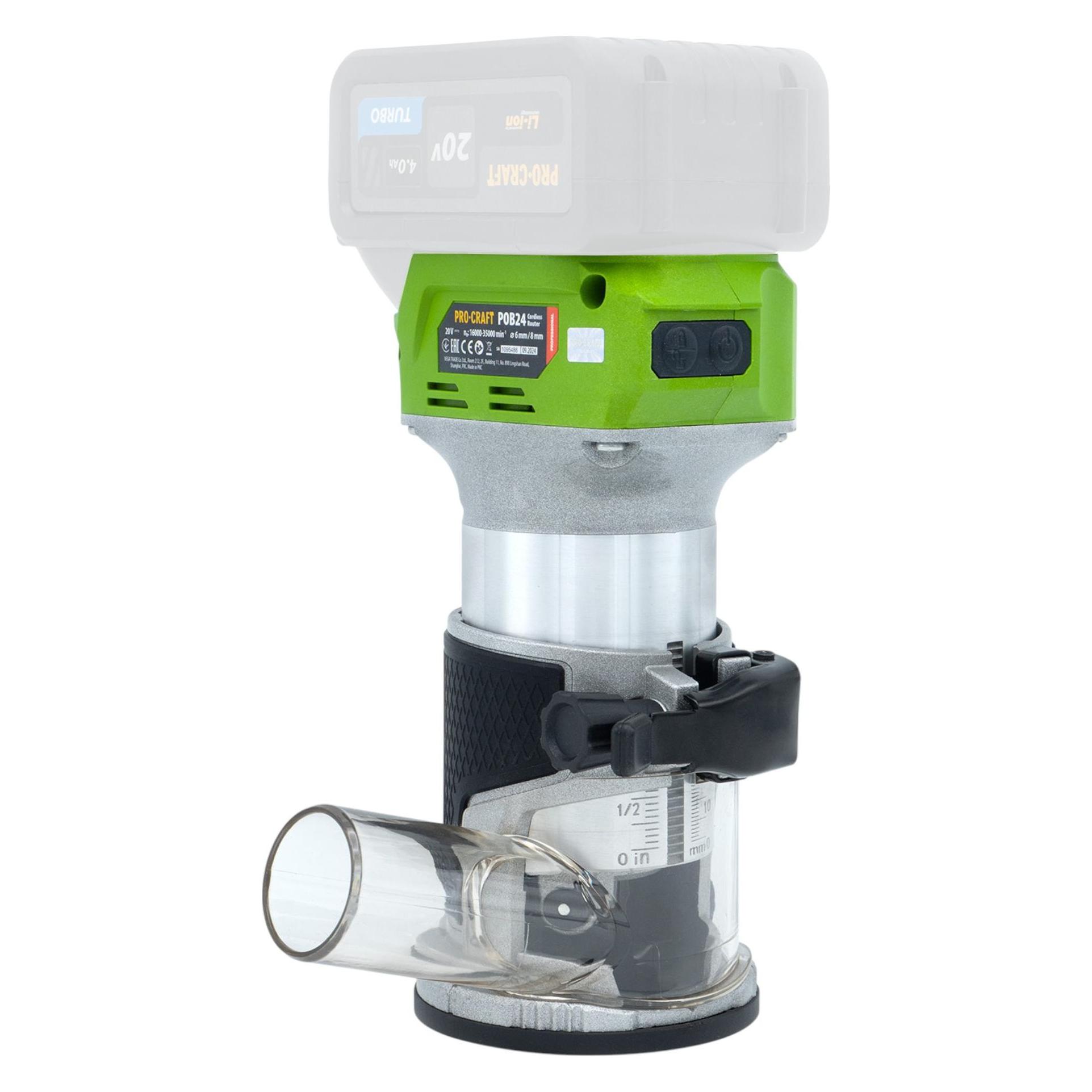 Procraft POB24bb Akku Multifunktionsfräse 20 V 6 / 8 mm Brushless + 1x Akku 2,0 Ah - ohne Ladegerät (Multifunktionsfräse, Oberfräse) (POB24bb)