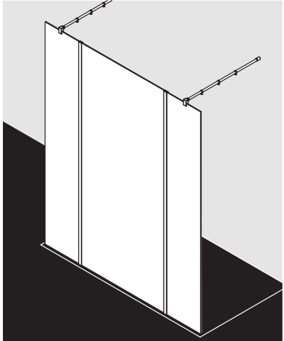 Kermi Xb Glasanlage XBFW112020VPK 120x200cm, silber hochglanz, ESG klar Clean, 90Grad Stabilisierung