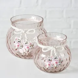 BOLTZE Windlicht Meena, H 17 cm, Material: Glas lackiert