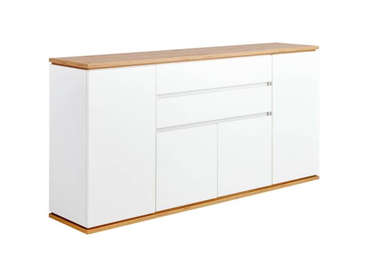 XORA Sideboard YAMAEL, modernes Design, 4 Drehtüren, 2 Schubkästen, Soft-Close-Funktion, weiß