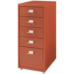 En.Casa, Rollcontainer, Rollcontainer Kökar mit 5 Schubladen 69x28x41 cm Ziegelrot (28 x 41 x 69 cm)