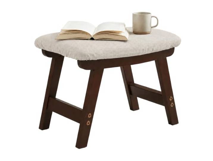 Relaxdays Repose-Pieds en Bois\, Repose-Pieds rembourré\, Beige/Marron H x l x P : 29 x 40 x 25 cm\, couloir\, salon\, tabouret d'appoint