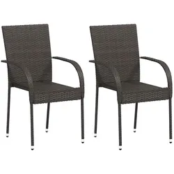 vidaXL Stapelbare Gartenstühle 2 Stk. Poly Rattan Braun
