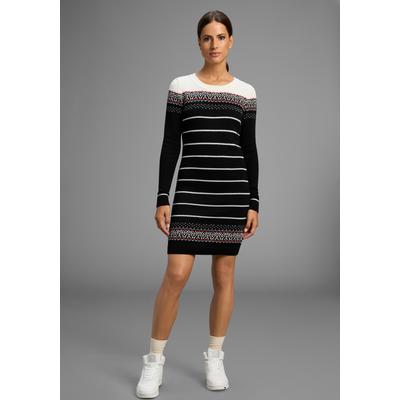 Strickkleid KANGAROOS, Damen, Gr. 34, N-Gr, Langarm, Strick, schwarz (schwarz gemustert), Strick, Obermaterial: 50% Baumwolle, 50% Polyacryl, gemustert, figurbetont mini, Rundhals, Rippbündchen, Kleider Strickkleid, figurbetont, im Norweger-Stil,...