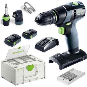 Festool Akku-Bohrschrauber TXS 18 C 3,0-Set, 18V/3,0Ah, 2 Akkus, Lader, Winkelvorsatz & Koffer