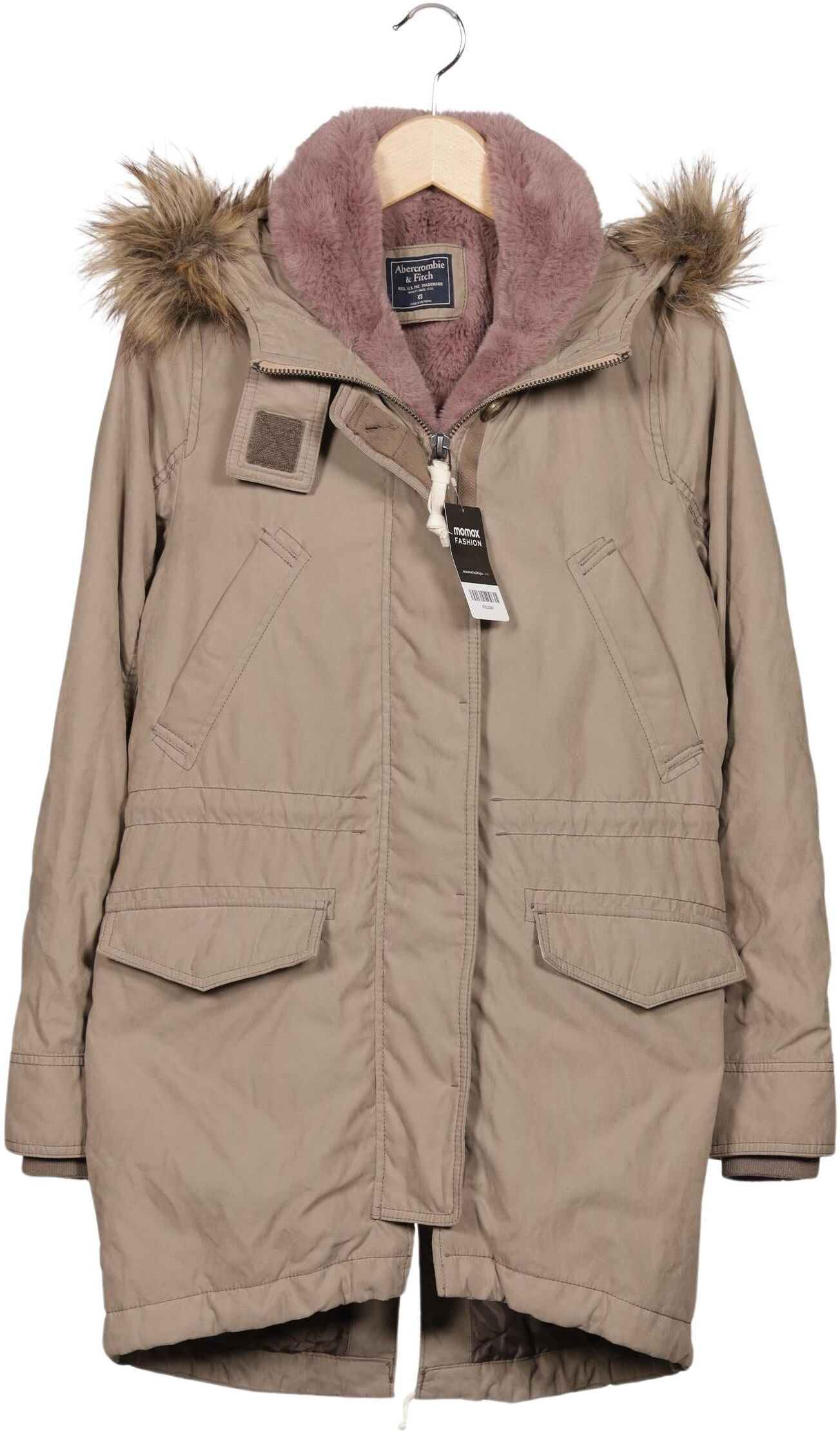 Abercrombie & Fitch Damen Mantel, Beige, Gr. XS, Synthetik - Second Hand