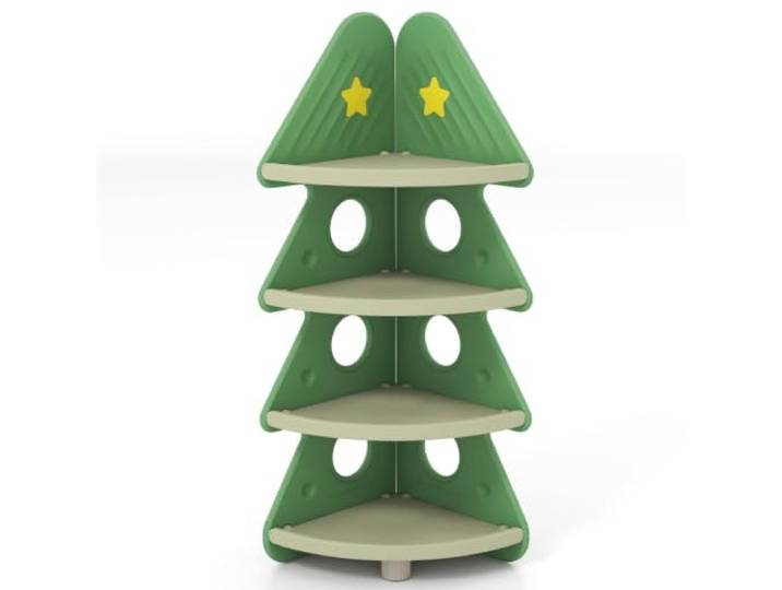 Helloshop26 Eckregal 44 x 44 x 124 cm Sichere Aufbewahrung in Form eines Weihnachtsbaums, verspielter und fröhlicher Stil, PP, Grün, 20_0017457