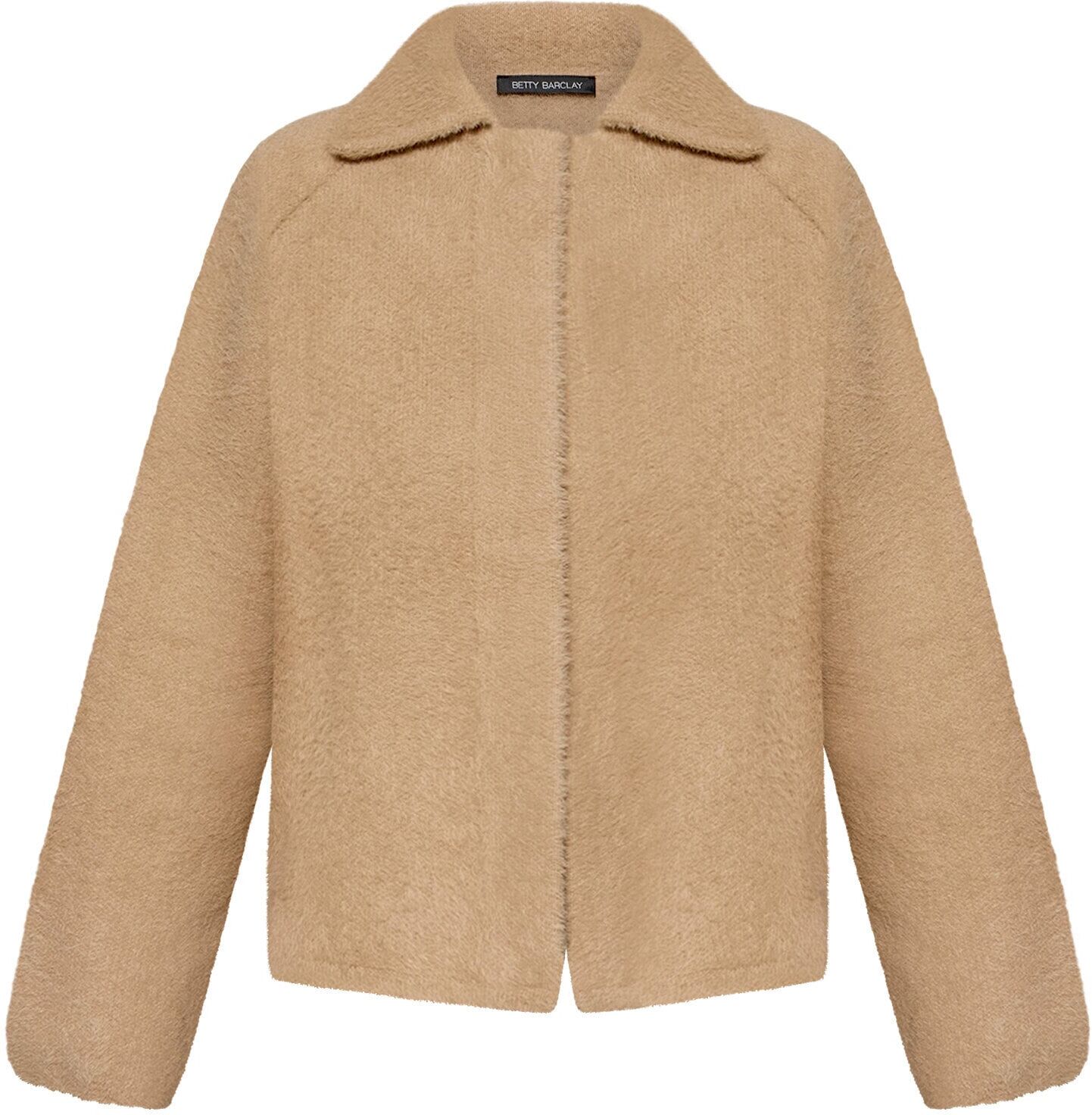Cardigan BETTY BARCLAY "Strick-Cardigan mit Kragen", Damen, Gr. 46, beige, Strickjacken Cardigan