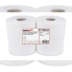 Plock GmbH Jumbo Toilettenpapier SEMYtop - 2- lagig - hochweiß - 252 Rollen 1 Palette