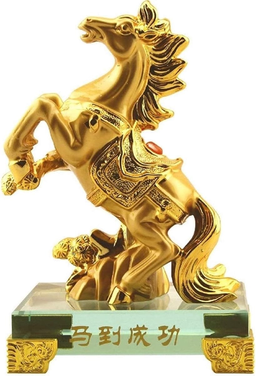 Abstract Kunstbeeld Paardenbeeldje Bruin - Decoratie voor op tafel en Feng Shui Symbool