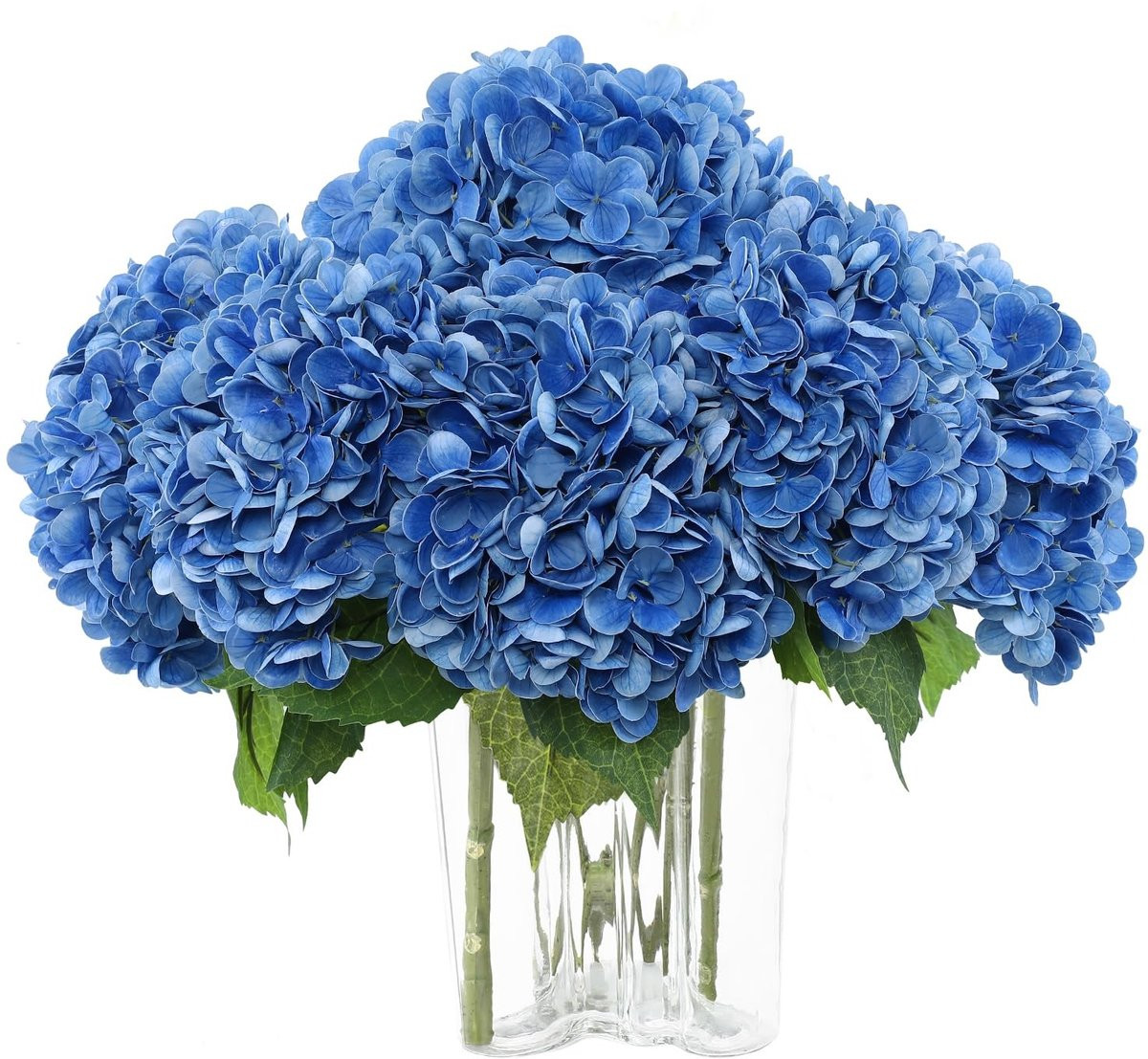 Dailygoods - 3 stuks kunstbloemen hortensia - koningsblauw