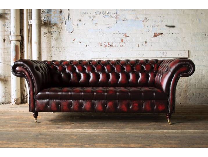 JVmoebel 3-Sitzer Modernes Chesterfield Ledersofa 3-Sitzer dunkler Look Sofort, Made in Europa