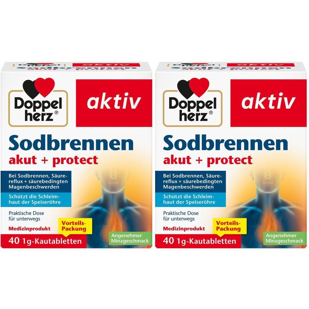 Doppelherz Sodbrennen akut+protect Kautabletten 2x 2x40 St