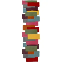 WOLLTEPPICH HALLEIN, geometrisch, Bunt, 66 x 300 cm